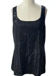 SAKS Fifth Avenue Black sequin CASHMERE Tank Size large