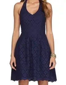 Lilly Pulitzer  Ross Halter Navy Charleston Eyelet Dress