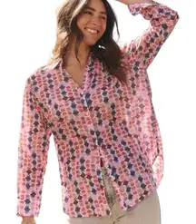 NWT Nic + Zoe Geo‎ Dots Button Up Boyfriend Shirt Size 3X Feminine Colorful