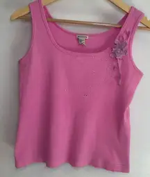Timing Y2K Sequin Tank Top. Size: Large. Color: Bubblegum Pink.