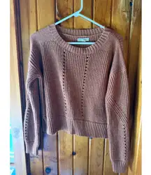 Aeropostale Brown with Gold sparkle  Knit Sweater Cropped Long Sleeve Casual Top