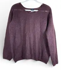 Max Mara Leisure Mohair & Wool Blend V-Neck Loose Knit Sweater Luxury Old Money