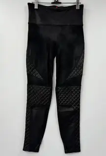 Spanx Leggings Womens Medium Quilted‎ Faux Leather Shiny Pull on Moto Pants