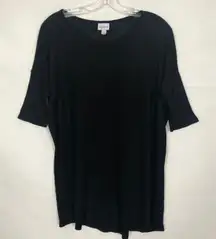 LuLaRoe Ribbed Black Tunic Top Pullover Elbow Sleeve Size XS