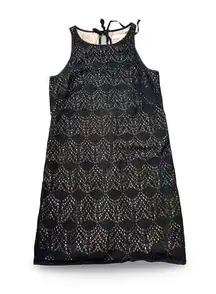 Loft  Crotchet Black Nude Haltered Neck Dress