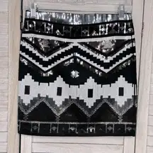 EXPRESS Sequin Mini Skirt Stretchy Black/Multi-Small