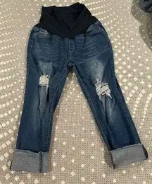 S.O.N.G maternity jeans, distressed look, size XL, EUC