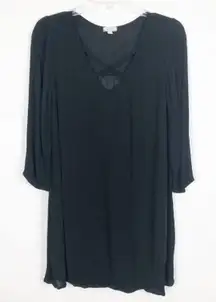 Eyeshadow Long Sleeve Criss Cross Black Shift Dress Size Small Boho Whimsigoth