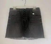 Sneak Peek High Rise Black Denim Lace Up Mini Skirt M NWT