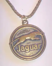 Vintage Jaguar Aged Bronze Tone Pendant Necklace