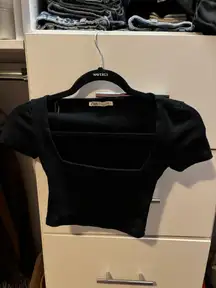 ZARA Square Neck Black Crop Top