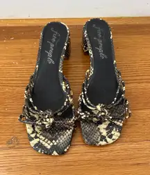 Free People Petra Snake Print Block Heel Slide Sandals Women's Size 38