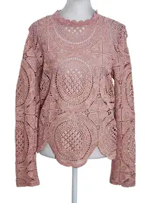 Blashe Pink Crochet Lace Blouse with Back Zipper Size Large