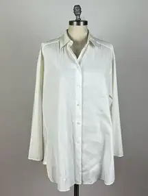 Lafayette 148 New York White Crepe Button Up Shirt