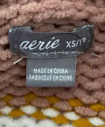 Pink Multicolored Sunset Striped Slouchy Chenille Turtleneck Sweater, size XS