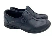 Clarks  in Motion Women's Navy Blue Pebbled Leather Slip On Comfort Shoes Size 6