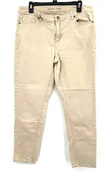 Michael Kors Size 12 Jeans White Light Wash Skinny Fit Denim‎ Button