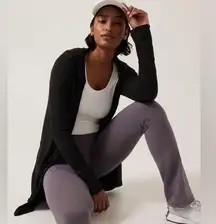 Athleta Harmony Pose Hoodie Wrap + Pockets Ribbed fabric Black Size Medium