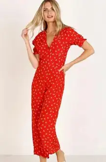 Mallory Jumpsuit In Red Jeanne Print Size 4