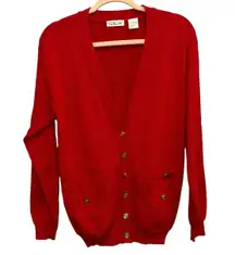 Talbots Vintage Wool Button Down Red Cardigan