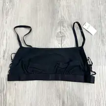 Aerie Lace Up Sides Square Neck Bra Black NWT size Medium
