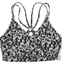 strappy surplice leopard print yoga/ sports bra women Size Medium