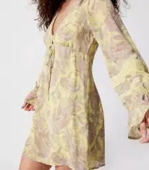 Urban Outfitters Dress charlene paisley printed mini womens Yellow (small) boho