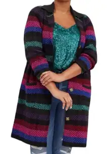 Size 1X: Torrid Striped Coatigan Collared Sweater Jacket