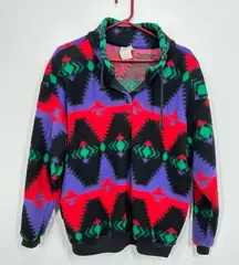 Vintage Aztec Fleece‎ David Wayne Women's Size Large Retro 80s 90s Western Rodeo