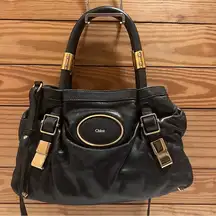 Chloé AUTH CHLOE Hand Bag Leather 2way Black Shoulder Crossbody Satchel