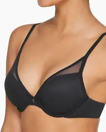 - 24/7® Classic Uplift Plunge Bra Black Removable Pads 38C