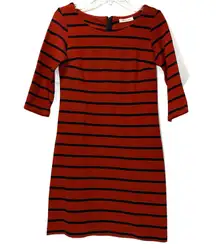Red Black Stripe Zipper Dress Small