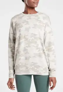 Athleta Pure Luxe Printed Crewneck Pullover Sweatshirt Camo Print size M