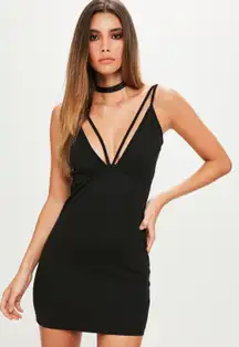 Strappy Scuba Bust Bodycon Dress in Black