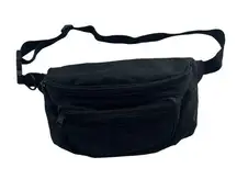 Vintage 80s Pro Spirit Black Canvas Fanny Pack Waist Belt Bag Hip Pack Grunge