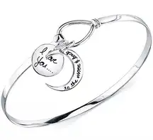 Unwritten Sterling Bangle Charm Bracelet I Love You To The Moon And Back‎
