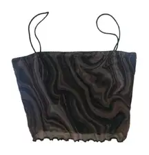 Bear Dance Brown Mesh Swirl Pattern Tube Crop Top Size Small