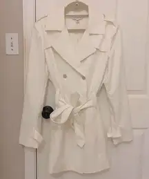 Creamy White Tie Waist Trench Coat