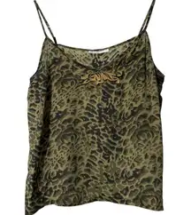 Rare VTG Jeanette Scupin Leopard‎ Print Camisole Embroidered Tiger Top Germany M