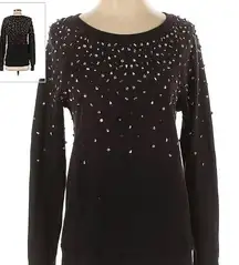 Pam & Gela Rhinestone Embellished Sweatshirt with thumb holes M Black