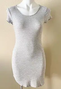 Grey And White Striped T-shirt Dress