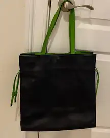 Talbots navy and Green leather Shoulder Bag