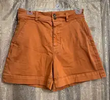Everlane Burnt Rust Orange Cotton The Way Twill High Rise Shorts Size 4