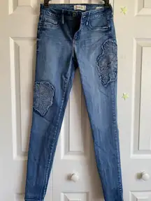 Skinny Floral Patchwork Jeans