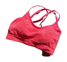Reebok Womens Sports Bra Size XS Space Dye Neon Pink Crop Top Strappy Pads‎