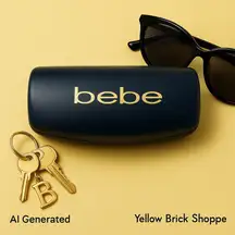 Bebe Black Hard Shell Eyeglass Case Gold Logo