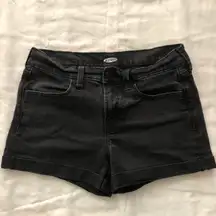 Black denim low rise  mini micro shorts-Size 6  Measurement in pics