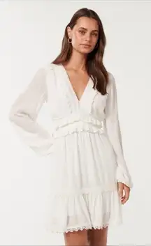 Ever New Elsa Ruffle & Embroidered Long Sleeve High-Low Minidress AU4/US0