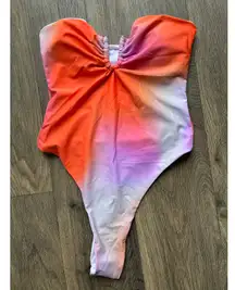 PrettyLittleThing Orange Multi Ombre Bandeau Swimsuit Size US 6