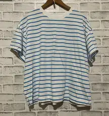 Women’s Old Navy white/blue vertical stripe short sleeve t-shirt, XL